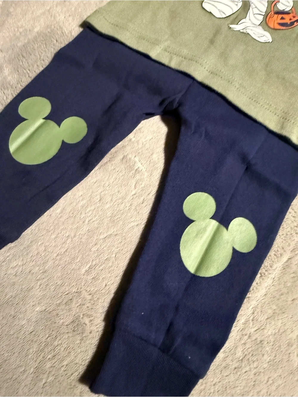 GAP Olive Green and Navy Blue Mickey Halloween Pajama Set